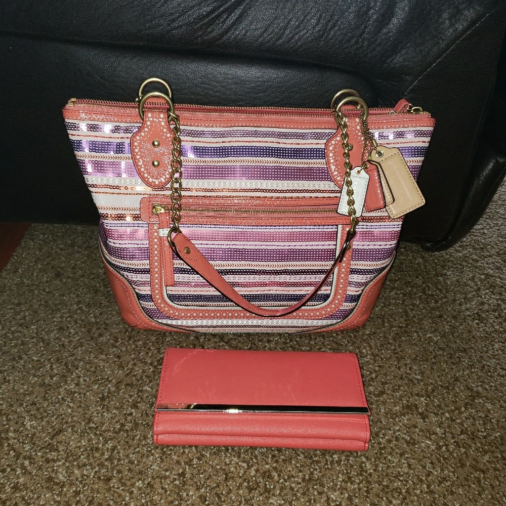 Coach sequin purse and wallet